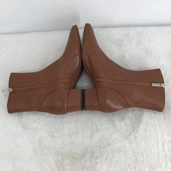 Aquatalia Selina Square Toe Leather Ankle Boots Cognac NWOT Size 8.5 - Picture 6 of 11